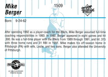 1994 Fleer ProCards #1509 Mike Berger Back
