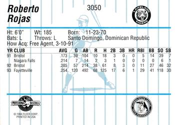 1994 Fleer ProCards #3050 Roberto Rojas Back