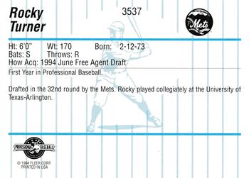 1994 Fleer ProCards #3537 Rocky Turner Back