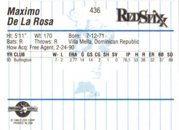 1994 Fleer ProCards #436 Maximo De La Rosa Back
