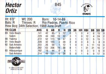 1994 Fleer ProCards #845 Hector Ortiz Back