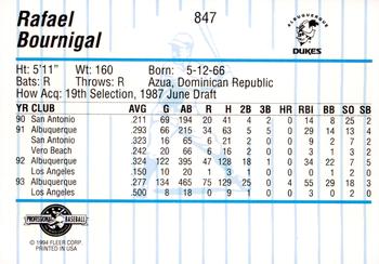 1994 Fleer ProCards #847 Rafael Bournigal Back