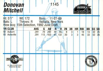 1994 Fleer ProCards #1145 Donovan Mitchell Back