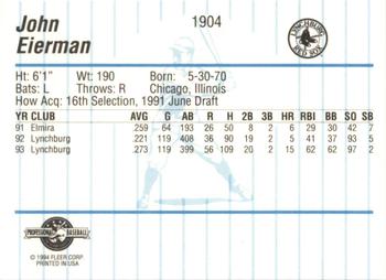 1994 Fleer ProCards #1904 John Eierman Back