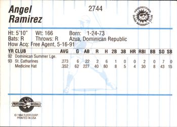 1994 Fleer ProCards #2744 Angel Ramirez Back