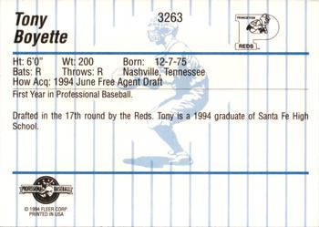 1994 Fleer ProCards #3263 Tony Boyette Back