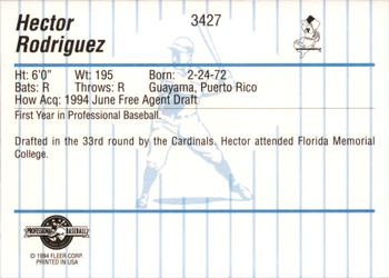 1994 Fleer ProCards #3427 Hector Rodriguez Back