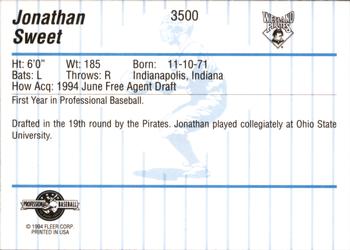 1994 Fleer ProCards #3500 Jonathan Sweet Back