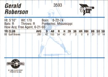 1994 Fleer ProCards #3593 Gerald Roberson Back