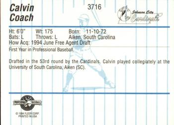 1994 Fleer ProCards #3716 Calvin Coach Back