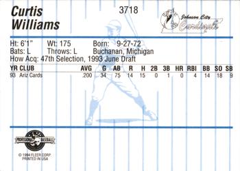 1994 Fleer ProCards #3718 Curtis Williams Back