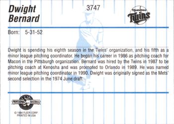 1994 Fleer ProCards #3747 Dwight Bernard Back
