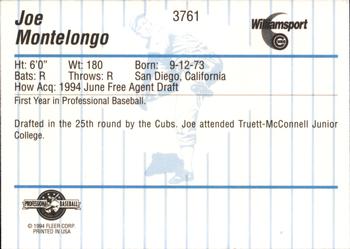 1994 Fleer ProCards #3761 Joe Montelongo Back