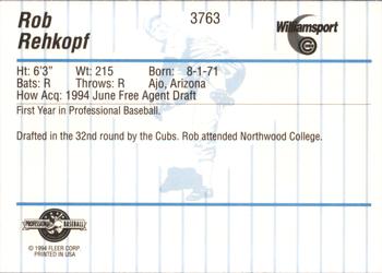 1994 Fleer ProCards #3763 Rob Rehkopf Back