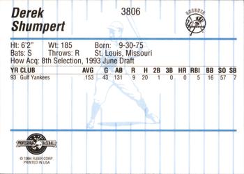 1994 Fleer ProCards #3806 Derek Shumpert Back
