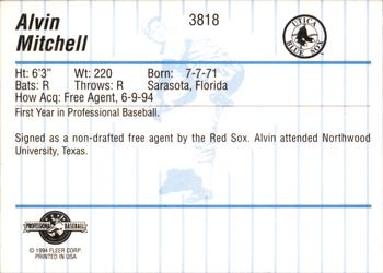 1994 Fleer ProCards #3818 Alvin Mitchell Back