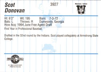 1994 Fleer ProCards #3927 Scot Donovan Back