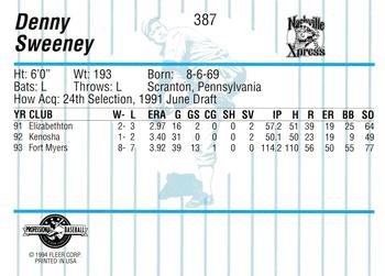 1994 Fleer ProCards #387 Denny Sweeney Back