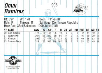 1994 Fleer ProCards #908 Omar Ramirez Back