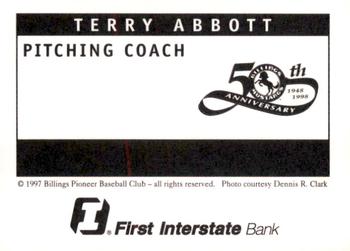 1998 Billings Mustangs #NNO Terry Abbott Back