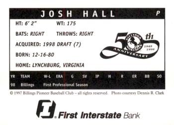 1998 Billings Mustangs #NNO Josh Hall Back
