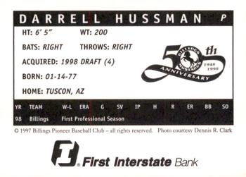 1998 Billings Mustangs #NNO Darrell Hussman Back