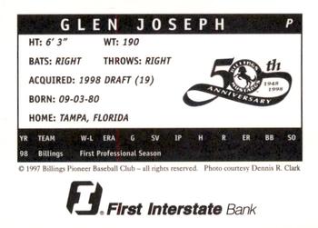 1998 Billings Mustangs #NNO Glen Joseph Back