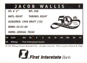 1998 Billings Mustangs #NNO Jacob Wallis Back