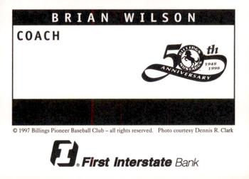 1998 Billings Mustangs #NNO Brian Wilson Back