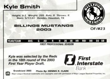 2003 Grandstand Billings Mustangs #NNO Kyle Smith Back