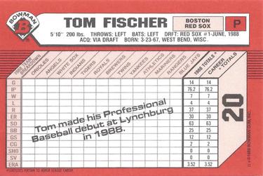 1989 Bowman - Collector's Edition (Tiffany) #20 Tom Fischer Back