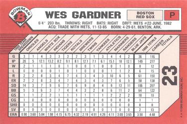 1989 Bowman - Collector's Edition (Tiffany) #23 Wes Gardner Back