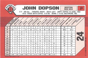 1989 Bowman - Collector's Edition (Tiffany) #24 John Dopson Back