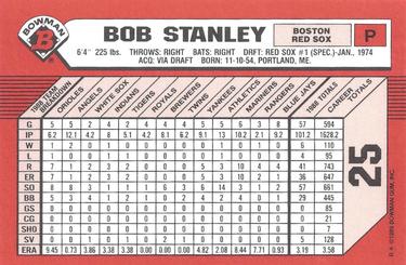 1989 Bowman - Collector's Edition (Tiffany) #25 Bob Stanley Back