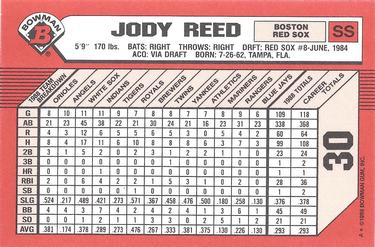 1989 Bowman - Collector's Edition (Tiffany) #30 Jody Reed Back