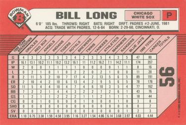 1989 Bowman - Collector's Edition (Tiffany) #56 Bill Long Back