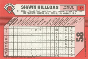 1989 Bowman - Collector's Edition (Tiffany) #58 Shawn Hillegas Back
