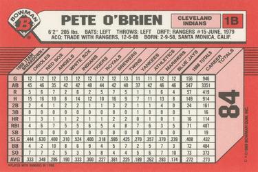 1989 Bowman - Collector's Edition (Tiffany) #84 Pete O'Brien Back
