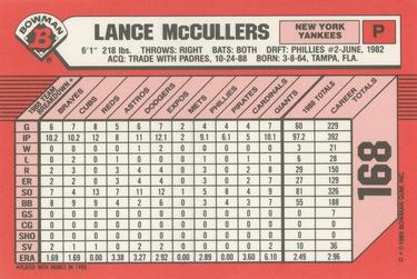 1989 Bowman - Collector's Edition (Tiffany) #168 Lance McCullers Back