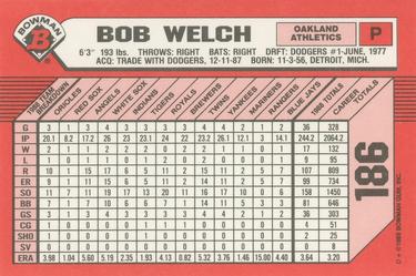 1989 Bowman - Collector's Edition (Tiffany) #186 Bob Welch Back
