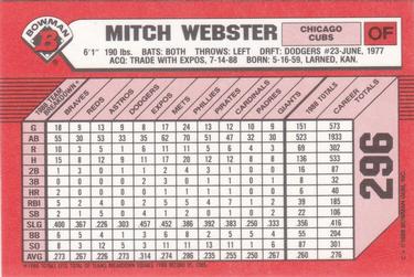 1989 Bowman - Collector's Edition (Tiffany) #296 Mitch Webster Back
