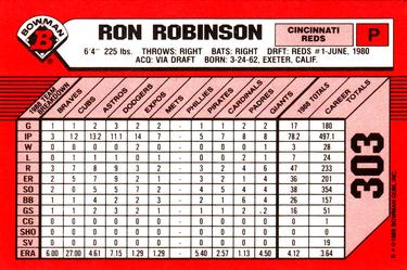 1989 Bowman - Collector's Edition (Tiffany) #303 Ron Robinson Back