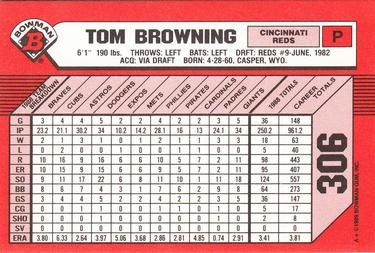 1989 Bowman - Collector's Edition (Tiffany) #306 Tom Browning Back