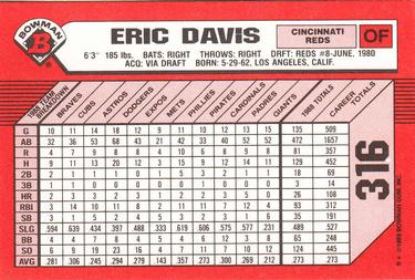 1989 Bowman - Collector's Edition (Tiffany) #316 Eric Davis Back
