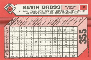 1989 Bowman - Collector's Edition (Tiffany) #355 Kevin Gross Back