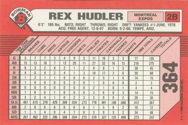 1989 Bowman - Collector's Edition (Tiffany) #364 Rex Hudler Back