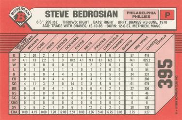 1989 Bowman - Collector's Edition (Tiffany) #395 Steve Bedrosian Back
