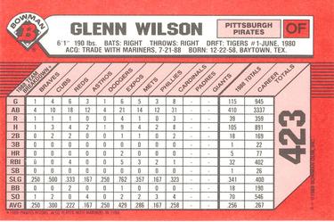 1989 Bowman - Collector's Edition (Tiffany) #423 Glenn Wilson Back