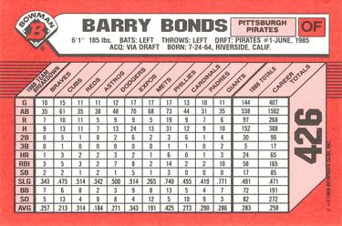 1989 Bowman - Collector's Edition (Tiffany) #426 Barry Bonds Back
