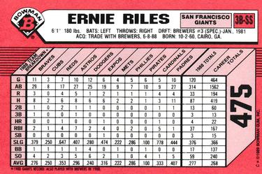 1989 Bowman - Collector's Edition (Tiffany) #475 Ernie Riles Back